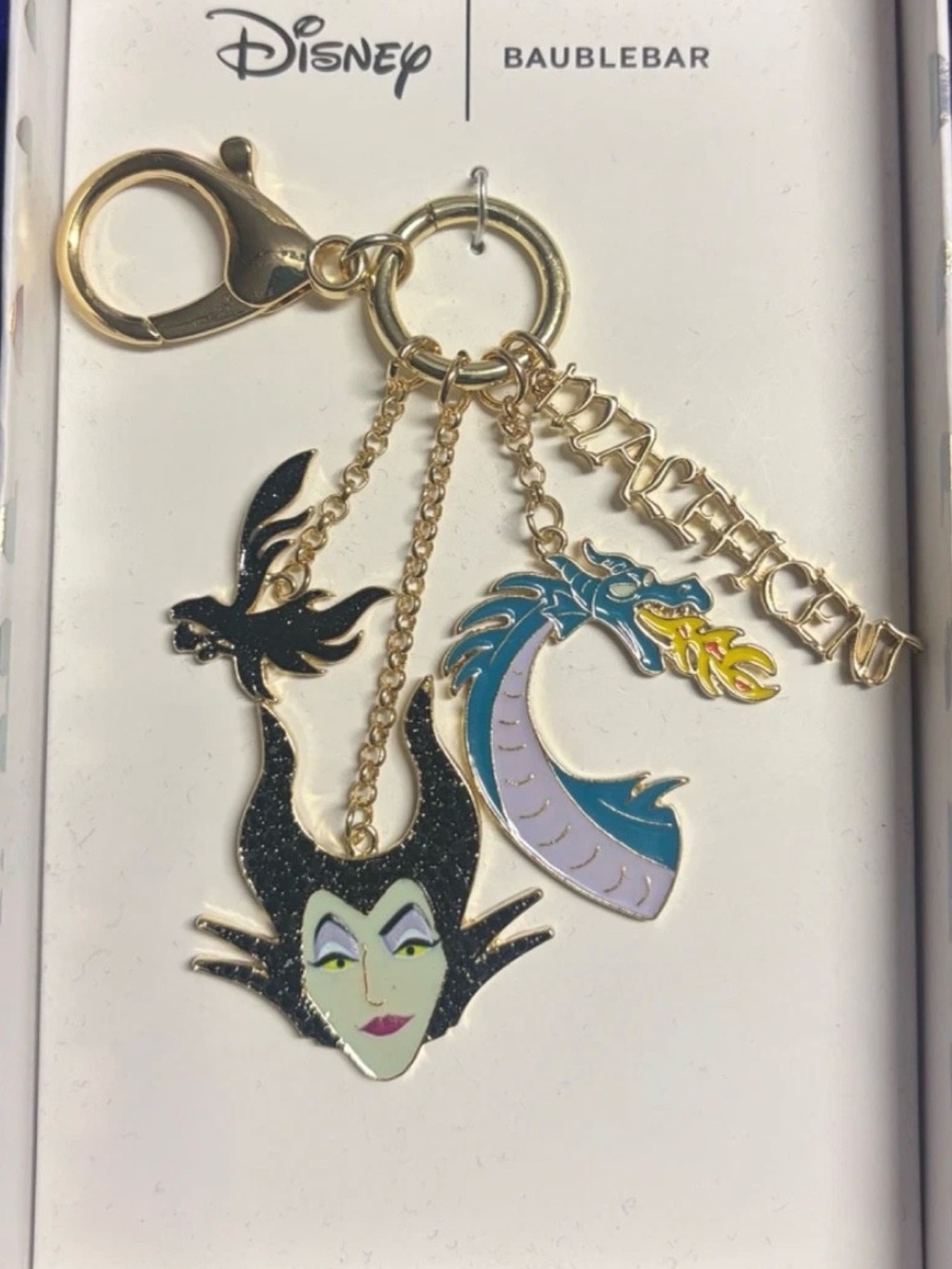 Disney BaubleBar Maleficent Bag Charm Keychain NIB Villains Halloween NEW